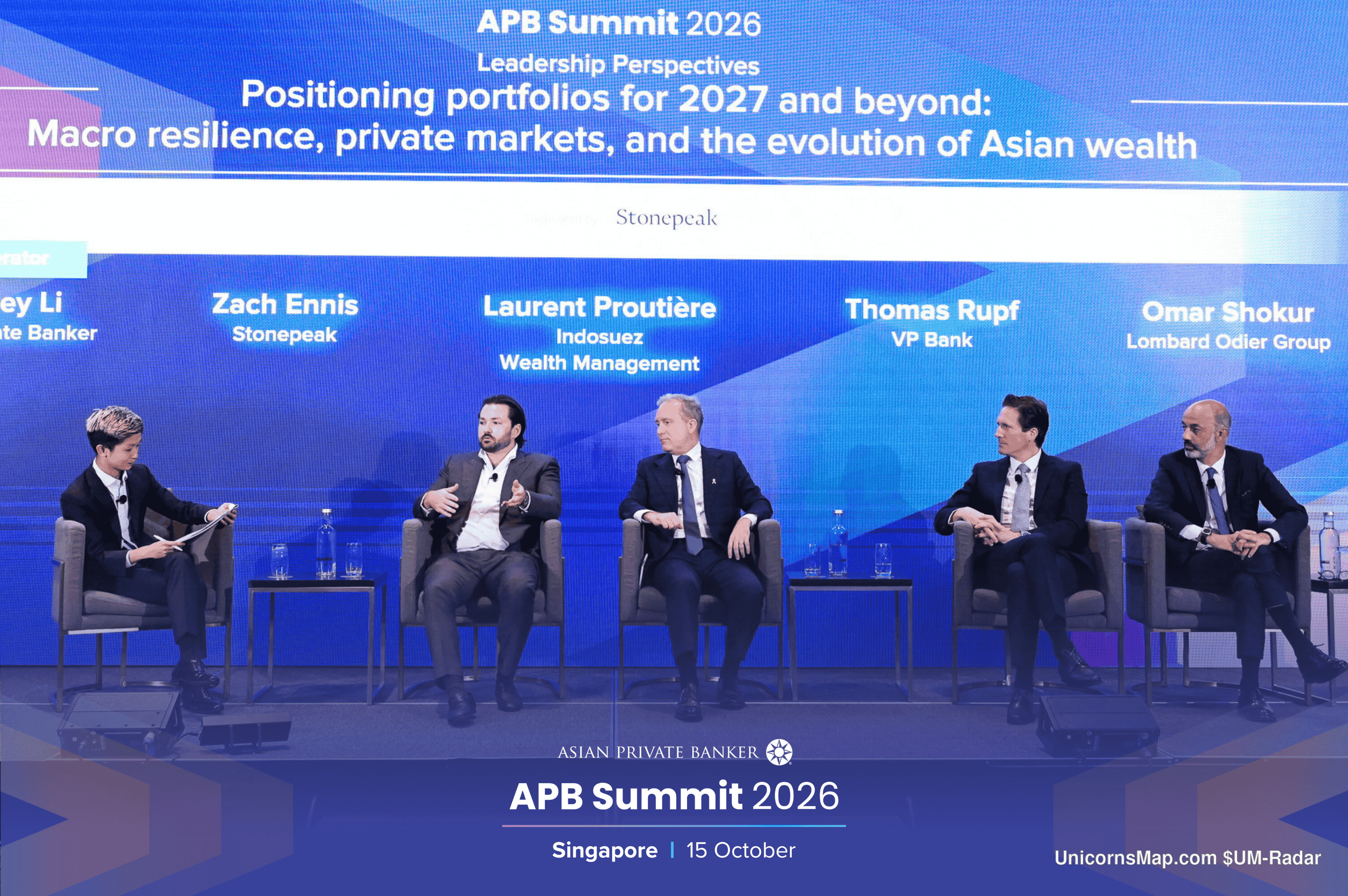 APB Summit 2026 Singapore — Leadership Perspectives session 'Positioning portfolios for 2027 and beyond' on stage, sponsored by Stonepeak, 15 October 2026