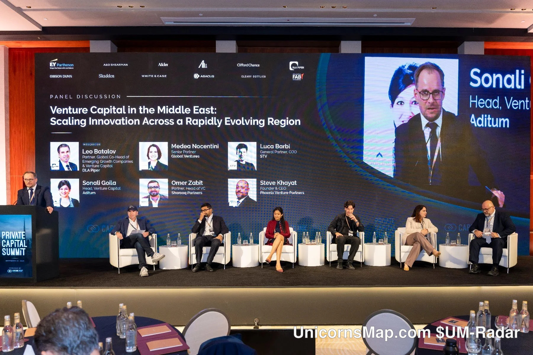 Panel stage for the session Venture Capital in the Middle East at the Private Capital Summit, Dubai 2026, from the organizer's album