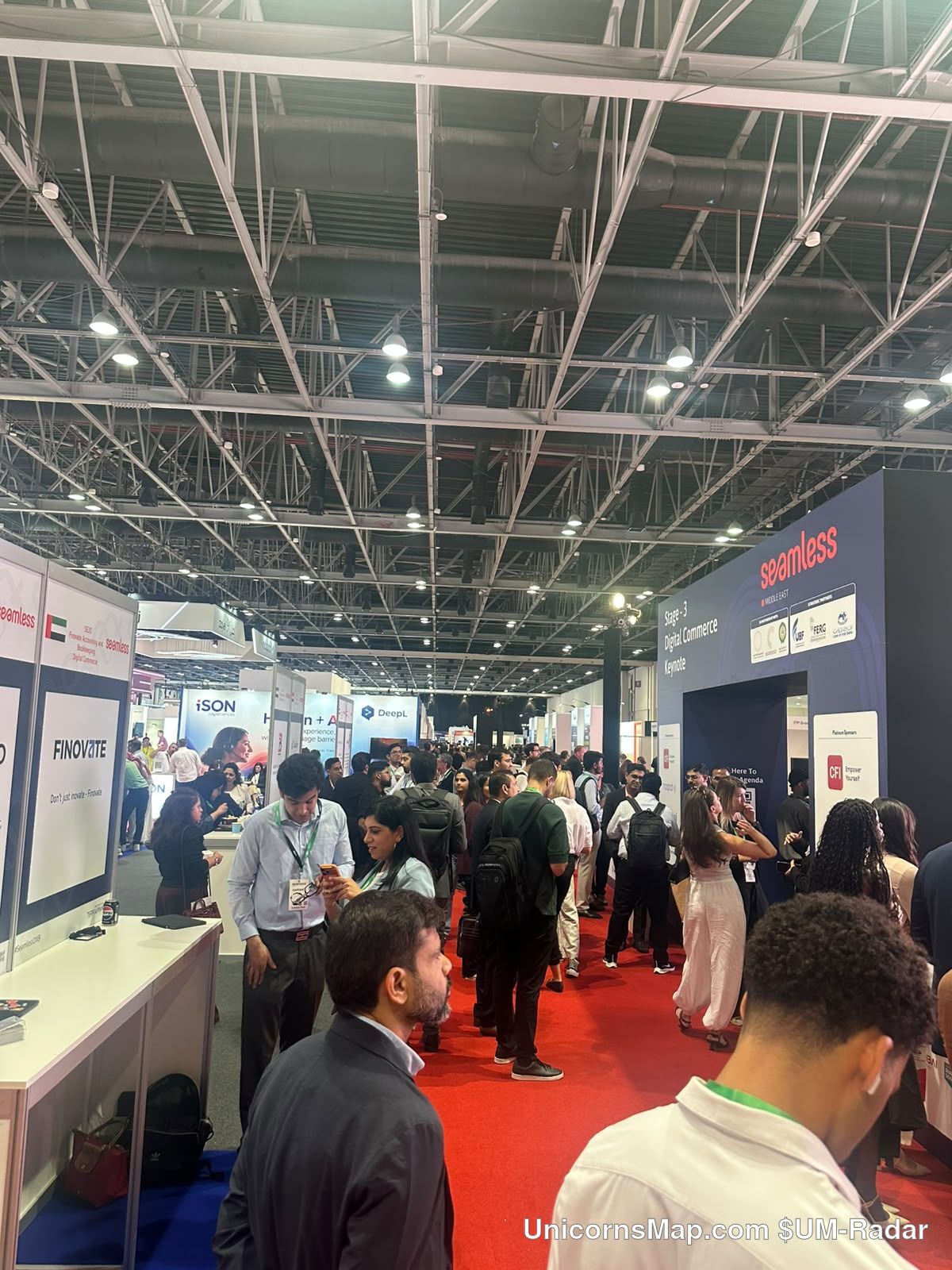 Seamless Middle East 2026 expo hall — Stage 3 Digital Commerce Keynote signage above a busy show floor
