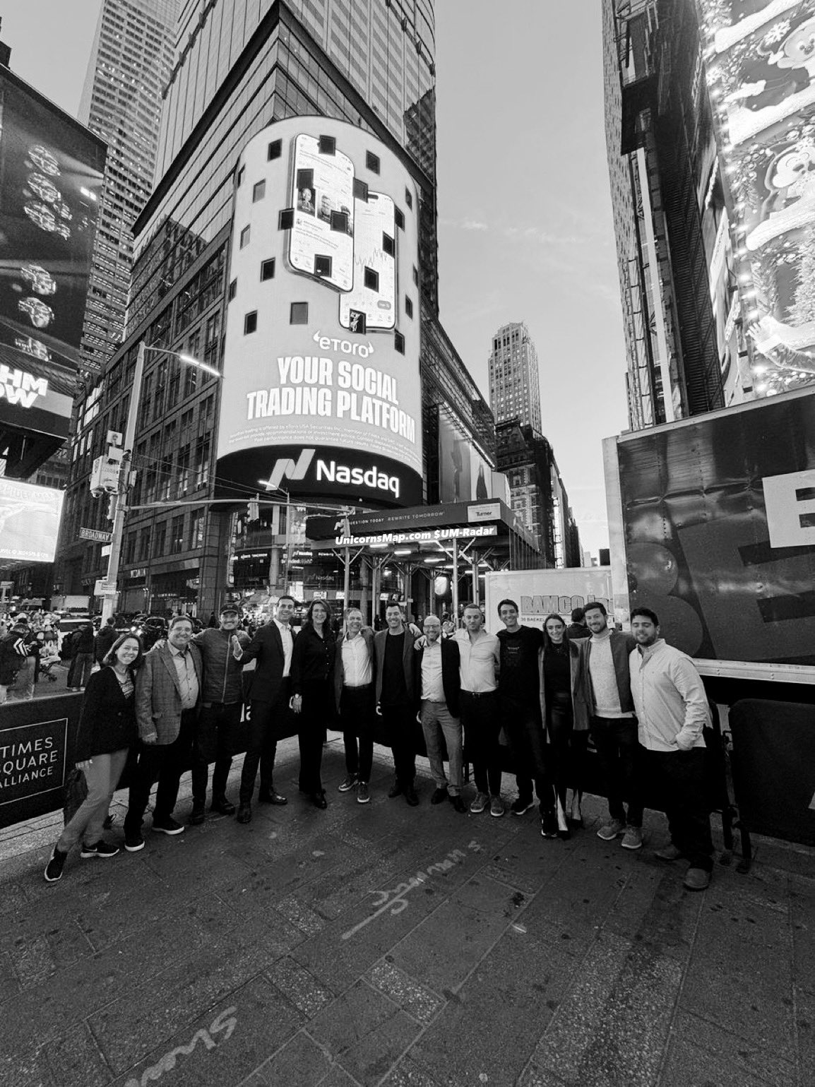 Nasdaq MarketSite, Times Square — source: @alexdolbun public X post Nasdaq MarketSite / Times Square crowd frame — New York