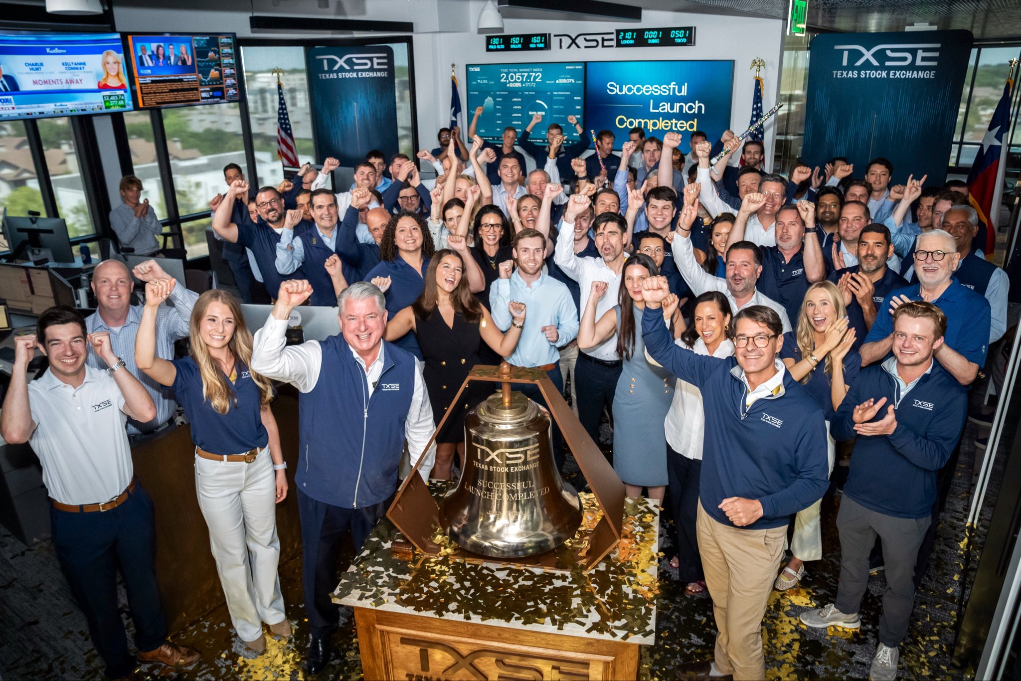 "Owning an exchange is a royalty on the success of a country" — public X post TXSE exchange launch frame captioned with Bill Ackman's quote on owning an exchange